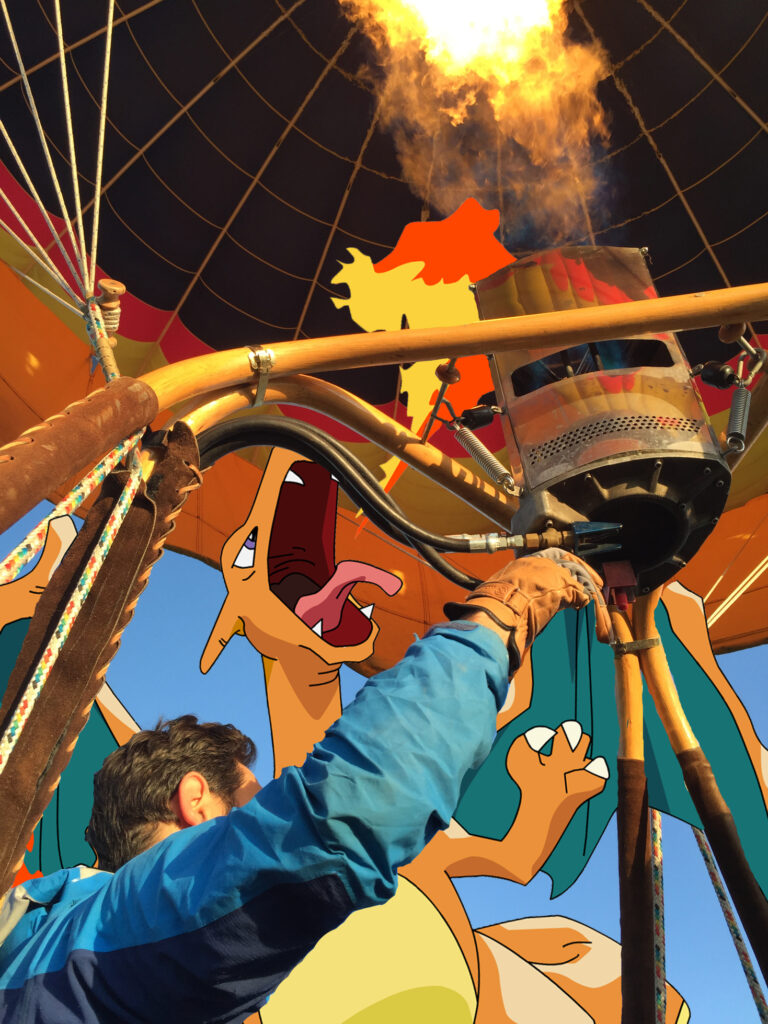 Hot air balloon ride pokemon hunting