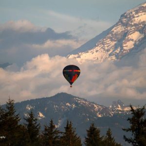 Hot air balloon and up close with Mt. Rainier