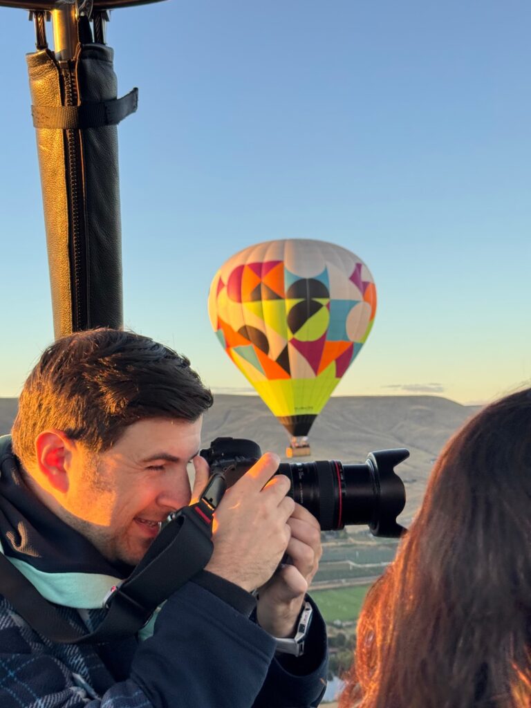 Prosser balloon rally taking photos on a ride
